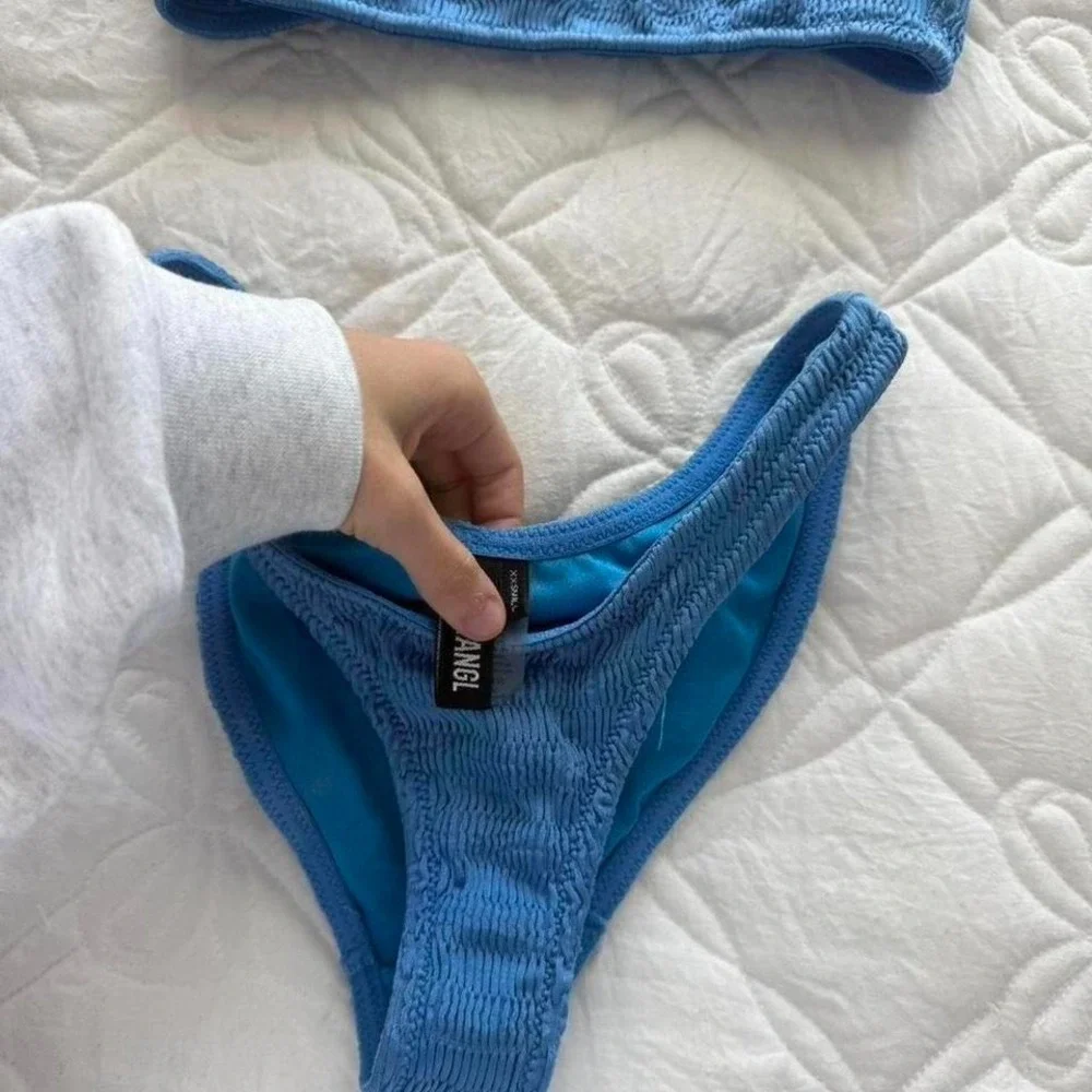 triangl swimwear blue ribbed